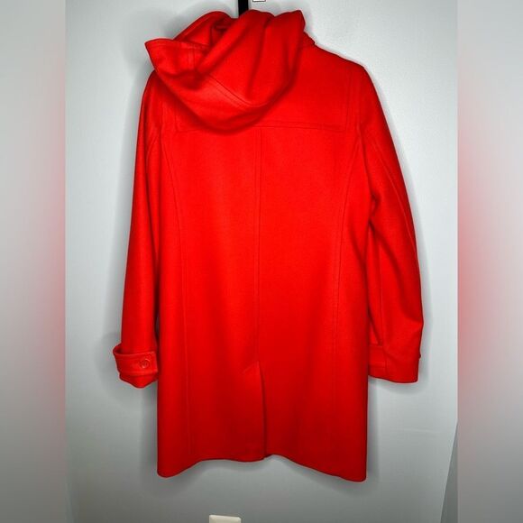 Jcrew melton wool Duffel coat Orange/ red Manifattura di Carmignano sz 2 hooded - Picture 4 of 7